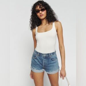 Reformation- Charlene High Rise Cuffed Jean Shorts, Ponce